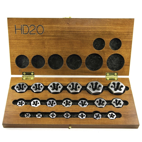 Drillco 20PC HEX RETHREADING DIE SET NC & NF CARBON STEEL 3350C20 - main